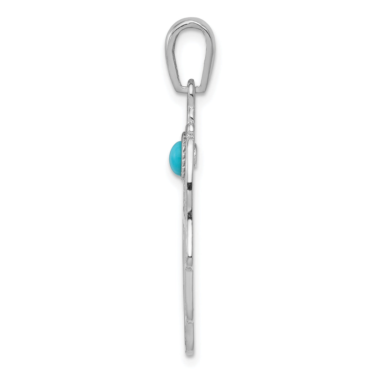 14k White Gold Turquoise Filigree Chamseh Pendant-K1300