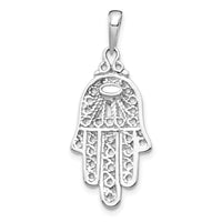 14k White Gold Turquoise Filigree Chamseh Pendant-K1300