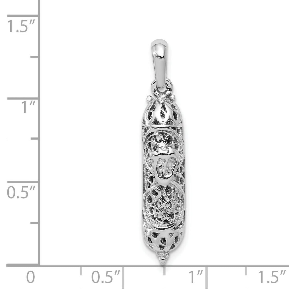 14K White Gold 3D Mezuzah Pendant-K1303