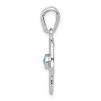 14k White Gold Turquoise Chamseh Pendant-K1307