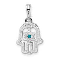 14k White Gold Turquoise Chamseh Pendant-K1307