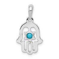 14k White Gold Turquoise Chamseh Pendant-K1307