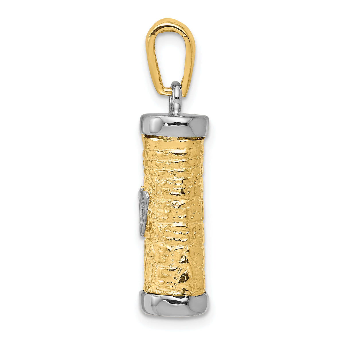 14K Two-Tone 3D Mezuzah Pendant-K1312