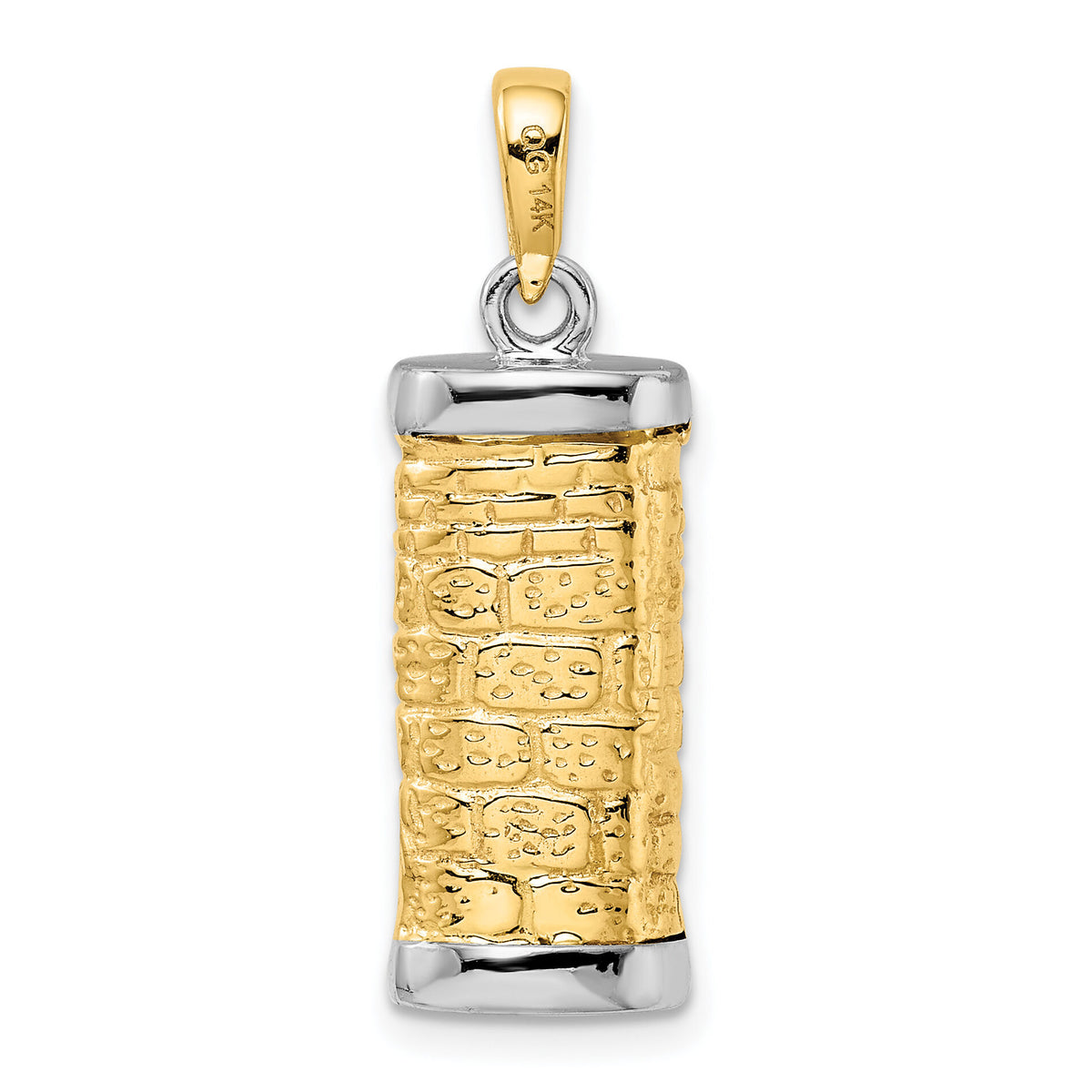 14K Two-Tone 3D Mezuzah Pendant-K1312