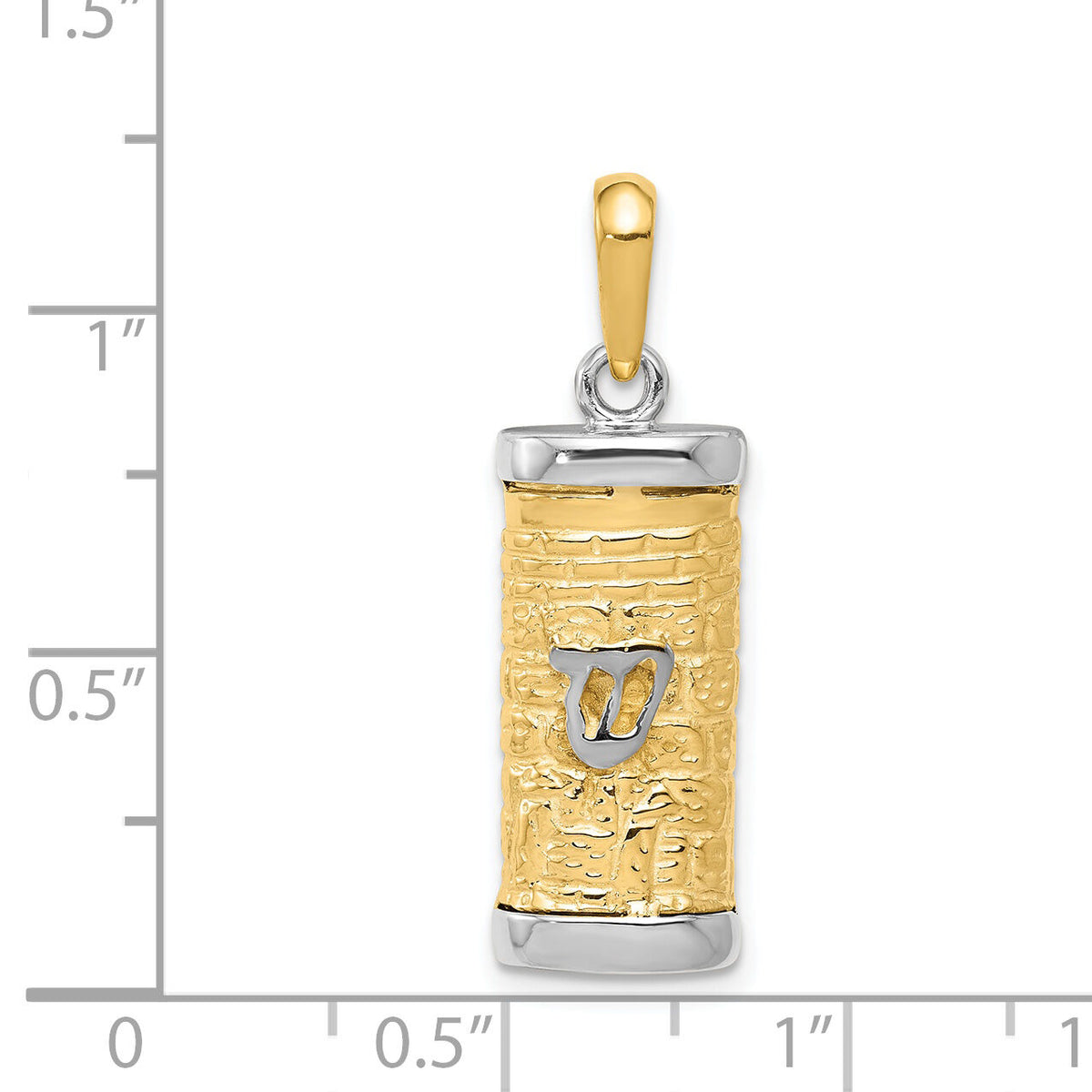 14K Two-Tone 3D Mezuzah Pendant-K1312