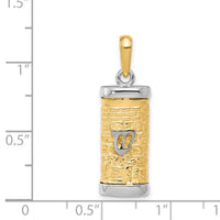 14K Two-Tone 3D Mezuzah Pendant-K1312