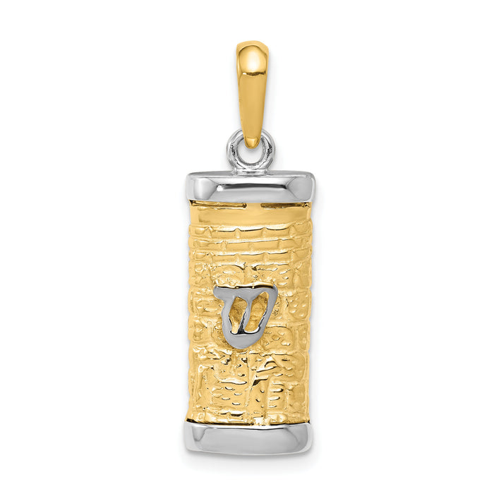 14K Two-Tone 3D Mezuzah Pendant-K1312