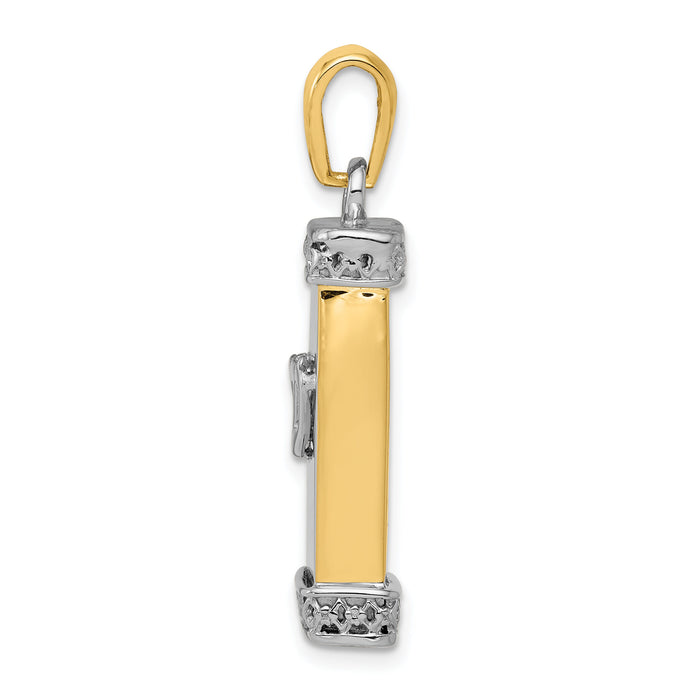 14K Two-Tone 3D Mezuzah Pendant-K1314