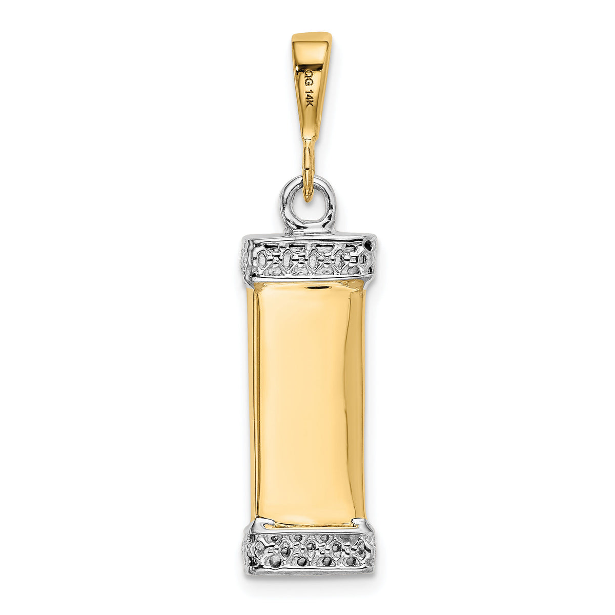 14K Two-Tone 3D Mezuzah Pendant-K1314