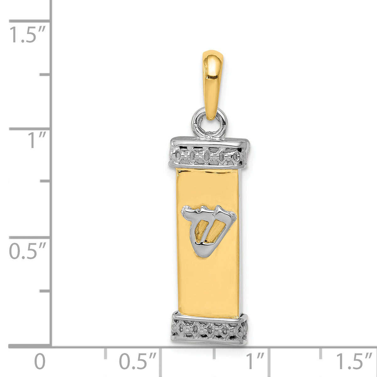 14K Two-Tone 3D Mezuzah Pendant-K1314