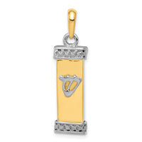 14K Two-Tone 3D Mezuzah Pendant-K1314