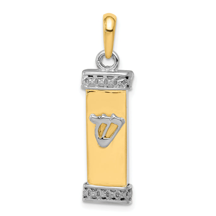 14K Two-Tone 3D Mezuzah Pendant-K1314