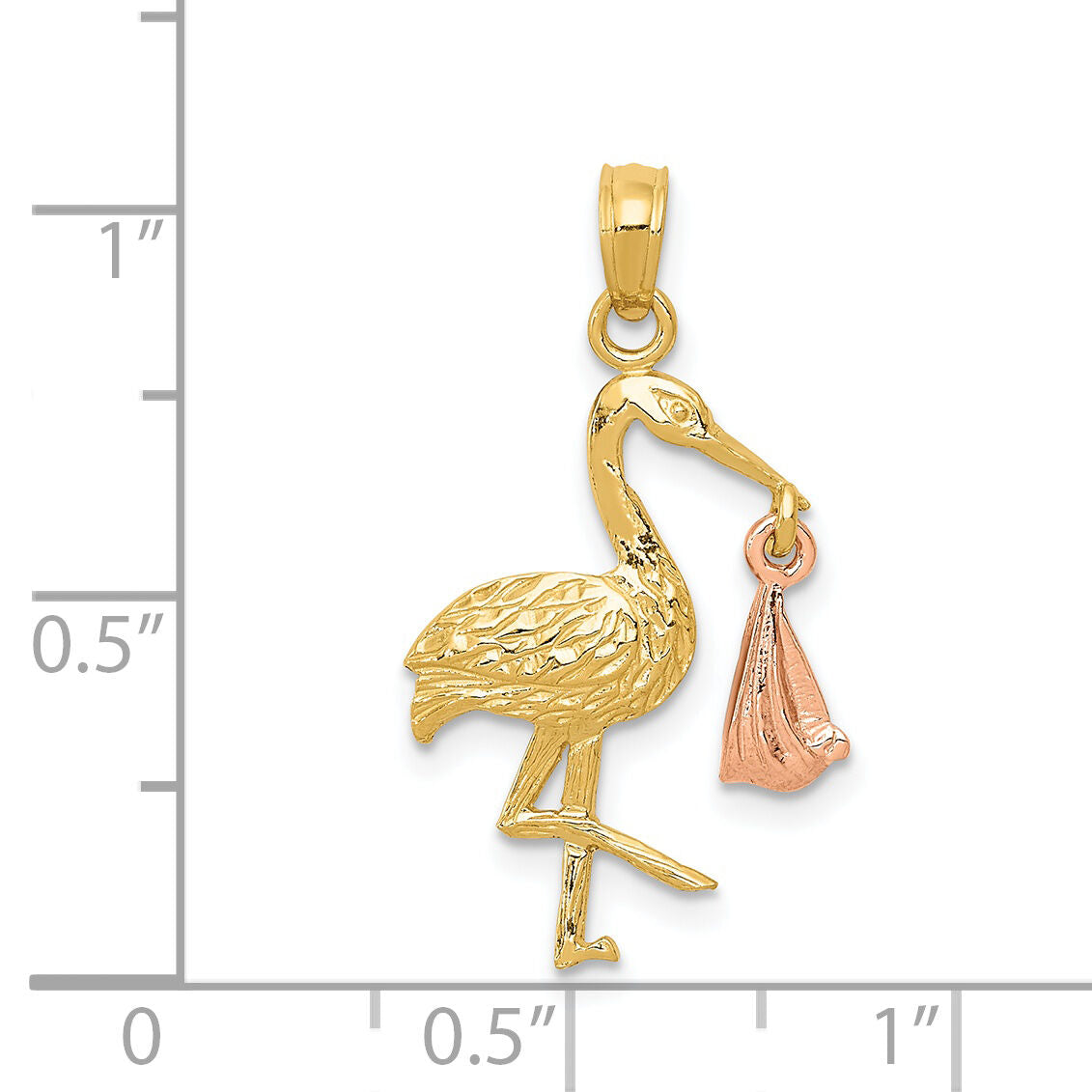 14k Two-tone Stork Pendant-K1331