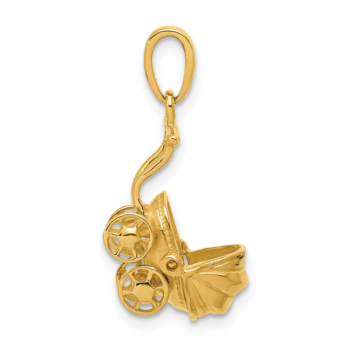 14k  3D Baby Carriage Charm-K1336