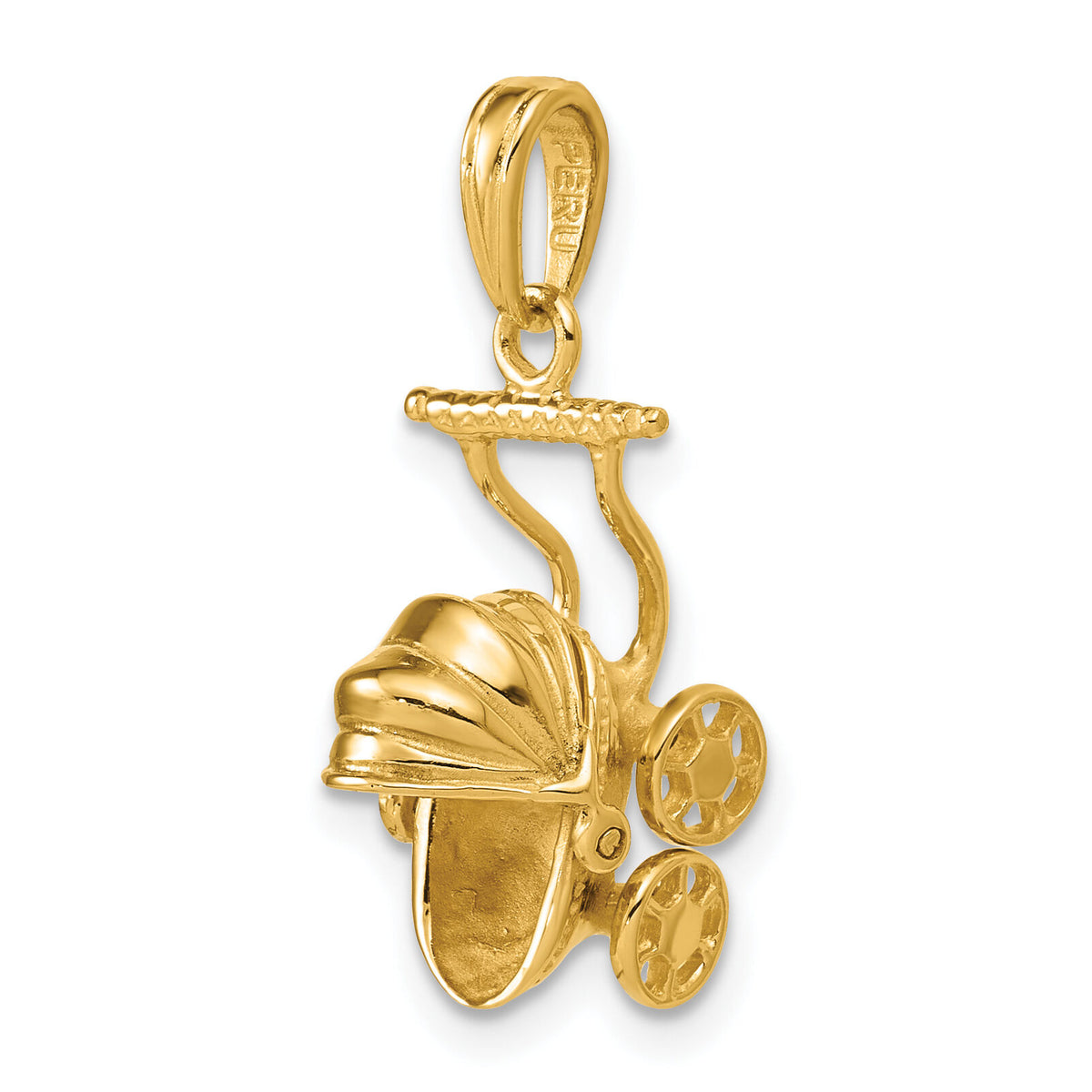 14k  3D Baby Carriage Charm-K1336