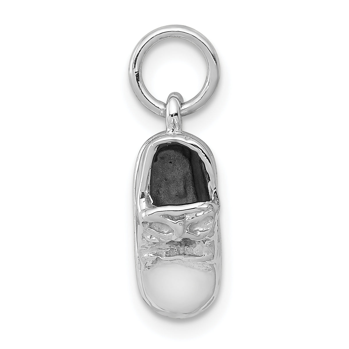14k  3D White Gold Baby Shoe Charm-K1340