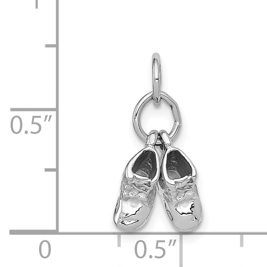 14k 3D Moveable White Gold Baby Shoes Charm-K1342