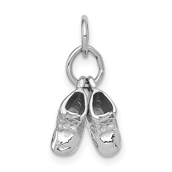 14k 3D Moveable White Gold Baby Shoes Charm-K1342