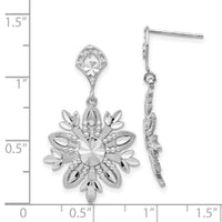 14k White Gold Fancy Snowflake Dangle Earrings-K1382