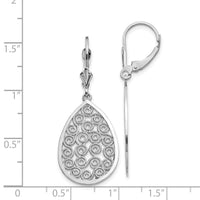 14k White Gold Teardrop Filigree Dangle Leverback Earrings-K1395