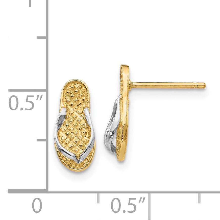 14K and Rhodium Flip Flop Earrings-K1397