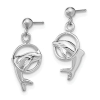 14k White Gold Dolphin Dangle Earrings-K1401