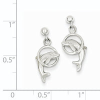 14k White Gold Dolphin Dangle Earrings-K1401