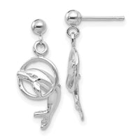 14k White Gold Dolphin Dangle Earrings-K1401