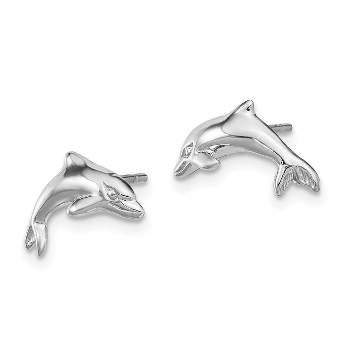 14k White Gold Dolphin Earrings-K1403