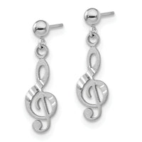 14k White Gold Treble Clef Dangle Earrings-K1408