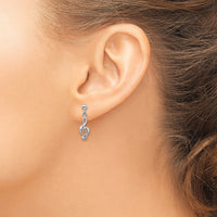 14k White Gold Treble Clef Dangle Earrings-K1408