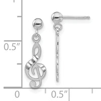 14k White Gold Treble Clef Dangle Earrings-K1408