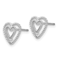 14k White Gold Heart Earrings-K1411
