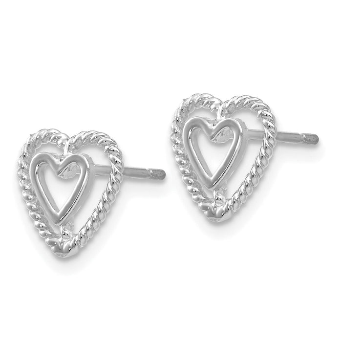 14k White Gold Heart Earrings-K1411
