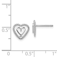 14k White Gold Heart Earrings-K1411