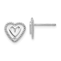 14k White Gold Heart Earrings-K1411