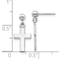 14k White Gold Polished Cross Earrings-K1418