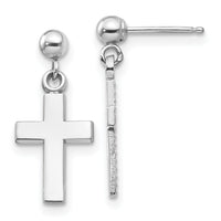 14k White Gold Polished Cross Earrings-K1418
