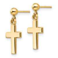 14k Polished Cross Earrings-K1418Y