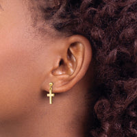 14k Polished Cross Earrings-K1418Y