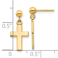 14k Polished Cross Earrings-K1418Y