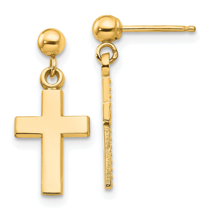 14k Polished Cross Earrings-K1418Y