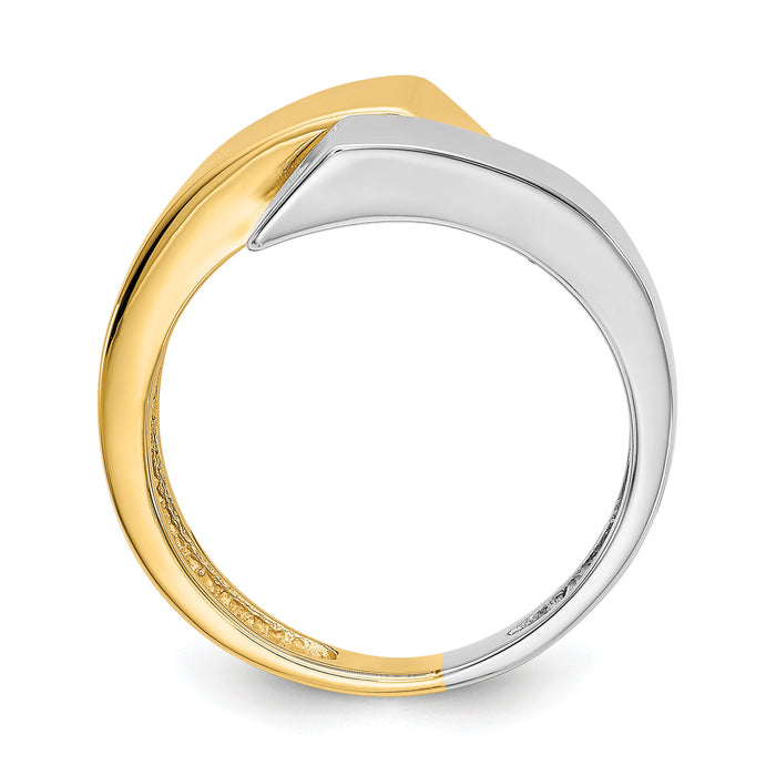 14k Two-tone Square Overlapping Ring-K1448