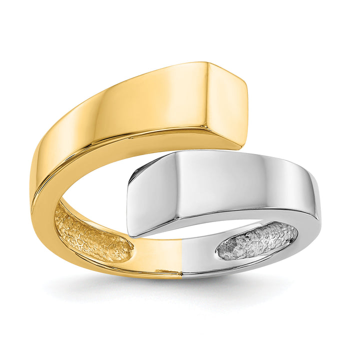 14k Two-tone Square Overlapping Ring-K1448