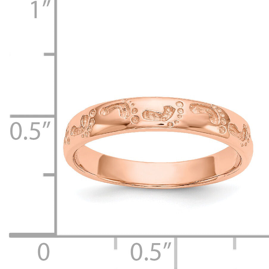 14k Rose Gold Footprints Ring-K1470