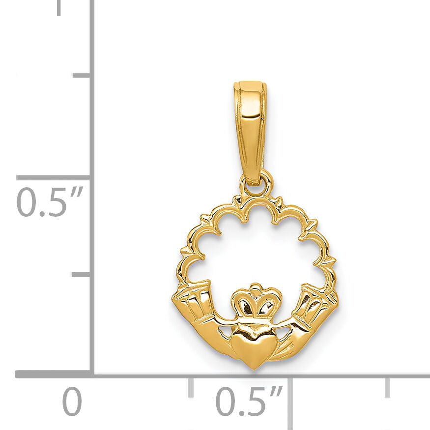 14k Polished Claddagh Pendant-K1529