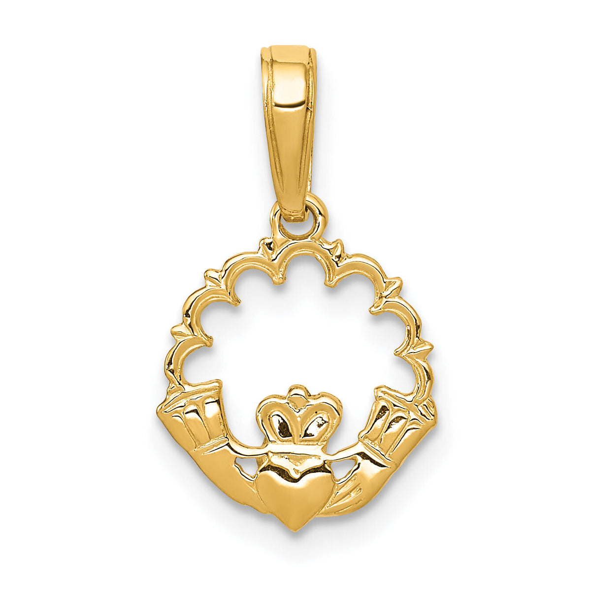 14k Polished Claddagh Pendant-K1529