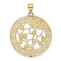 14k White Rhodium Diamond-cut Filigree Pendant-K1549
