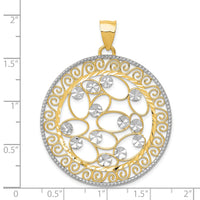 14k White Rhodium Diamond-cut Filigree Pendant-K1549