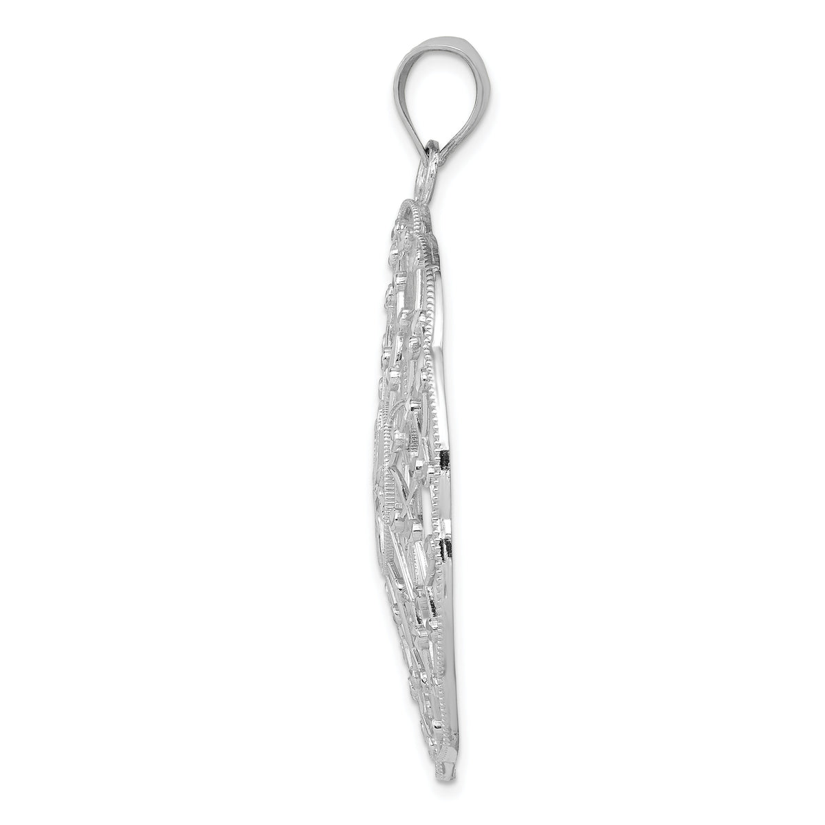 14k White Gold Diamond Cut Sphere Pendant-K1550